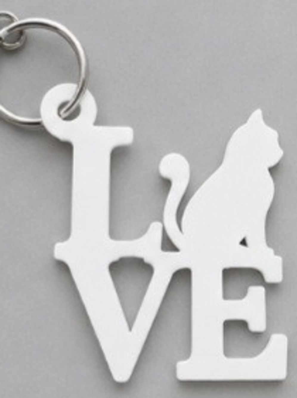 Cat Love Keychain - White Cat Charm for Pet Lovers